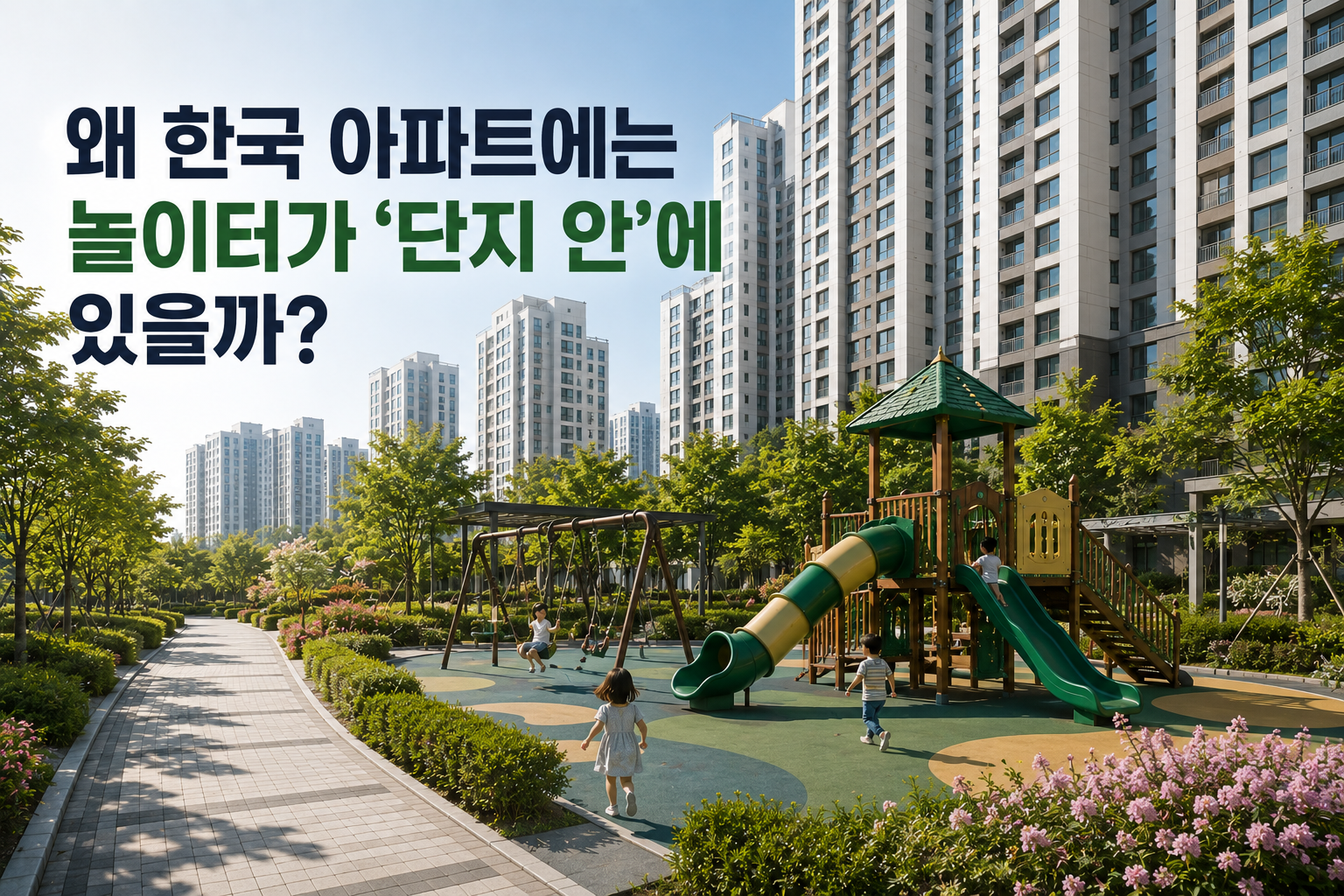 한국 아파트 단지 안 어린이 놀이터
