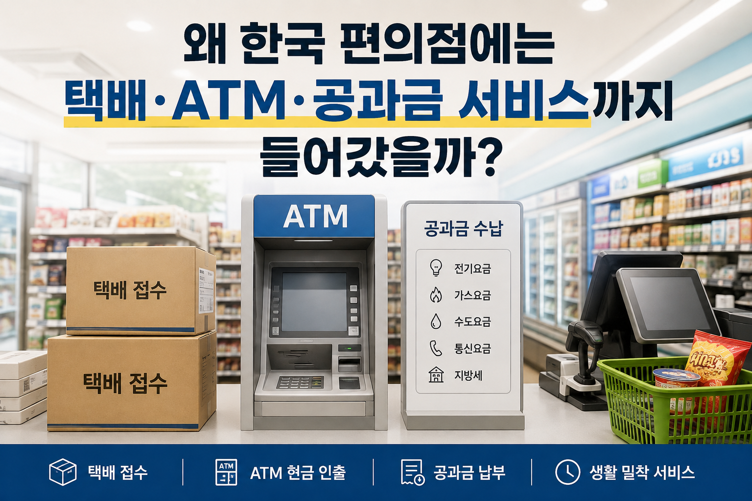 한국 편의점의 택배, ATM, 공과금 등 생활서비스