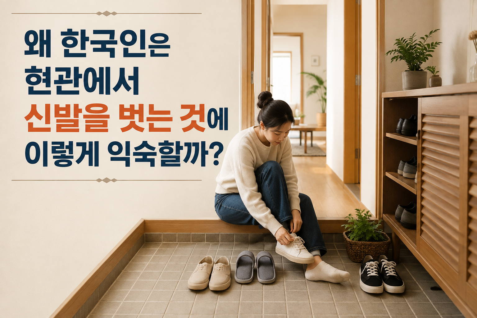 한국인이 현관에서 신발 벗는 이유를 보여주는 모습