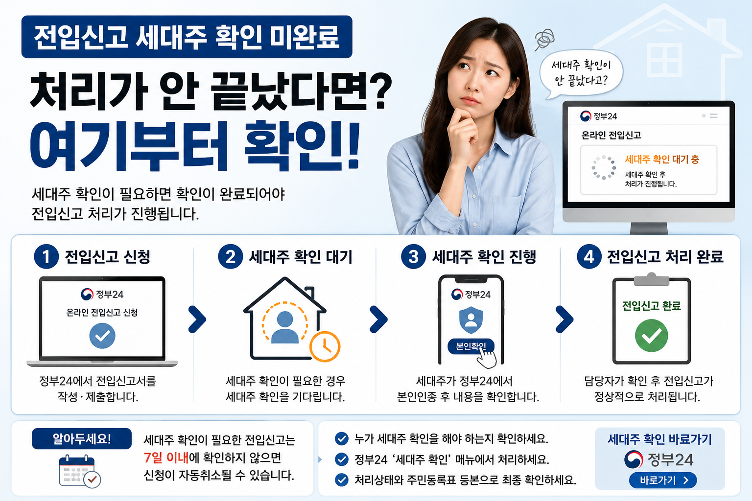 전입신고 세대주 확인 미완료