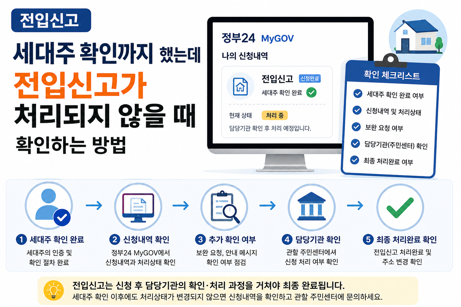 세대주 확인 후 전입신고 처리 안됨